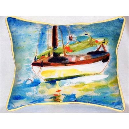Betsy Drake HJ274 Yellow Sailboat Large Indoor & Outdoor Pillow 16 X 20